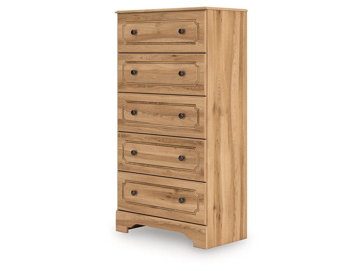 Aleaport Warm Brown Five Drawer Chest by Ashley at Eve Furniture