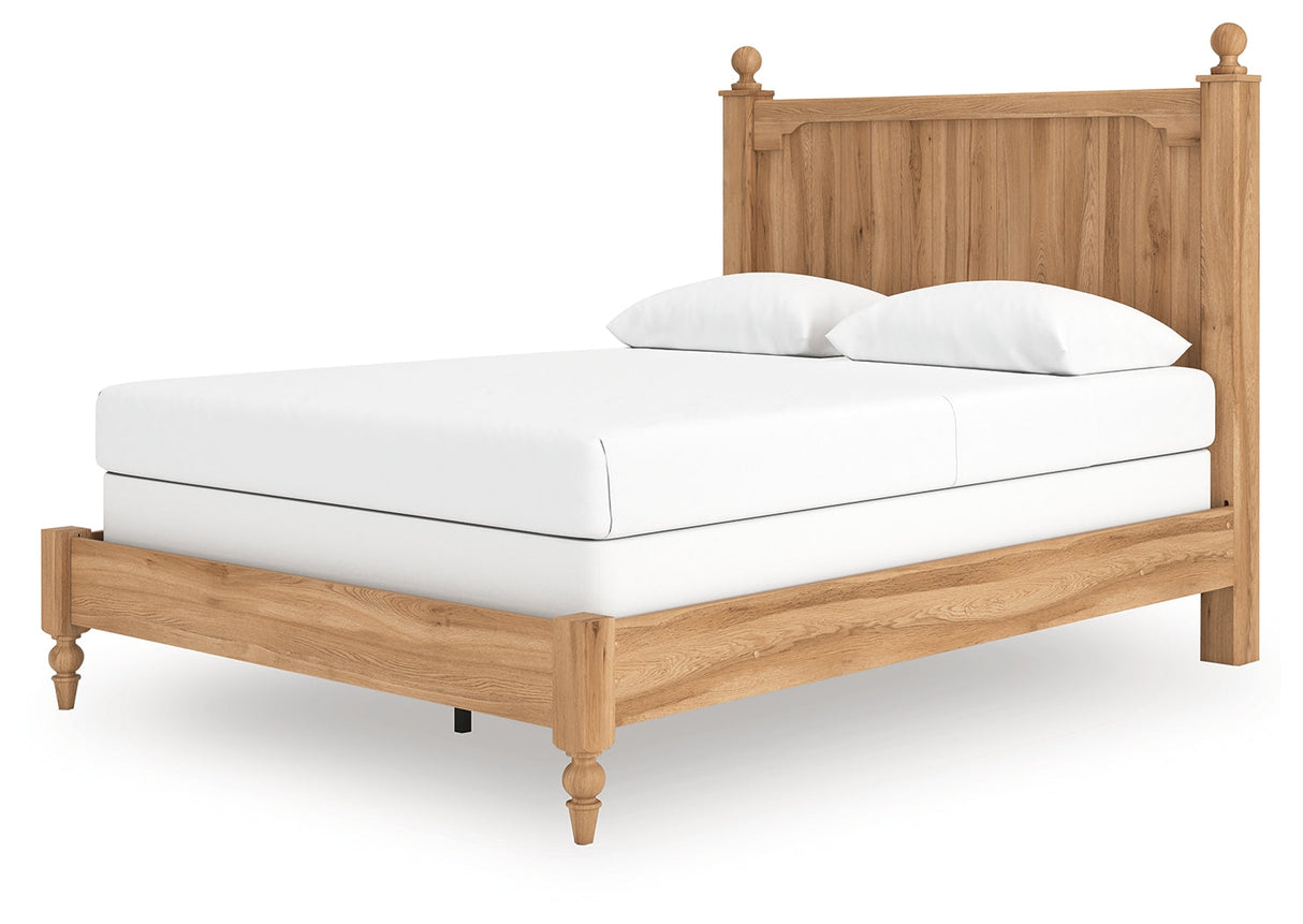Aleaport Warm Brown Queen Panel Bed, Dresser, Mirror and Nightstand by Ashley at Eve Furniture