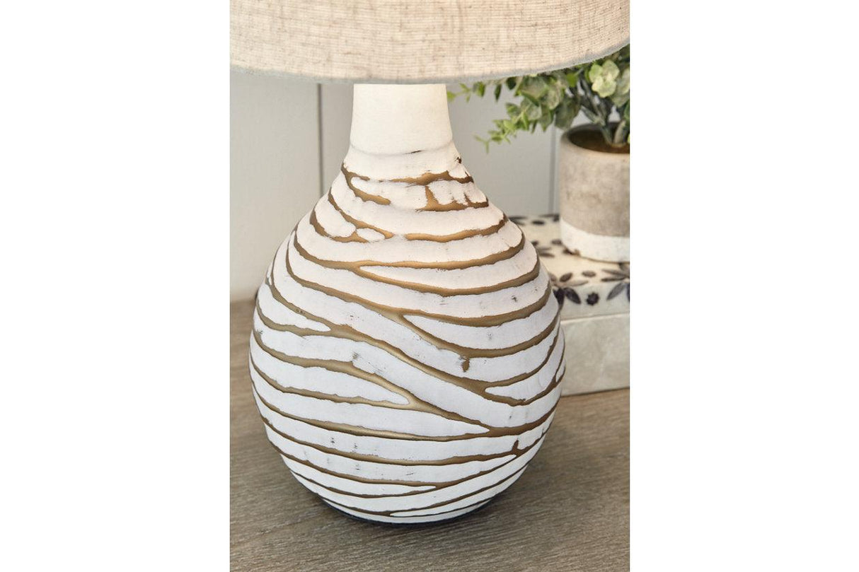 Aleela White/Gold Finish Table Lamp by Ashley at Eve Furniture