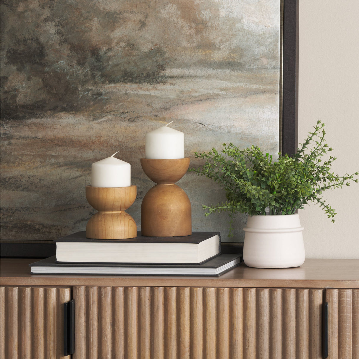 Aleena Wooden Candle Holder (Set of 2) by Mercana at Eve Furniture