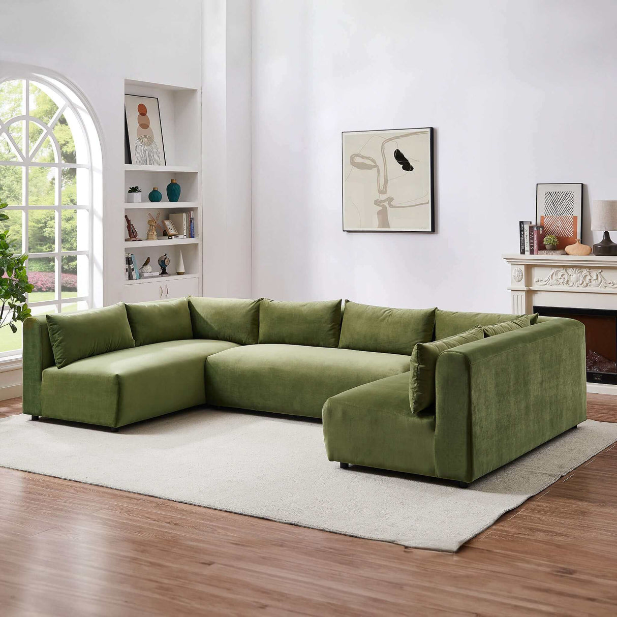 Aleny Green Velvet Modular Corner Sofa by Ashcroft Furniture at Eve Furniture