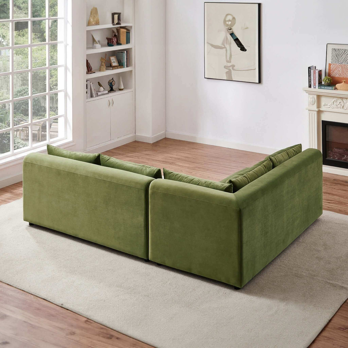 Aleny Green Velvet Modular Corner Sofa by Ashcroft Furniture at Eve Furniture