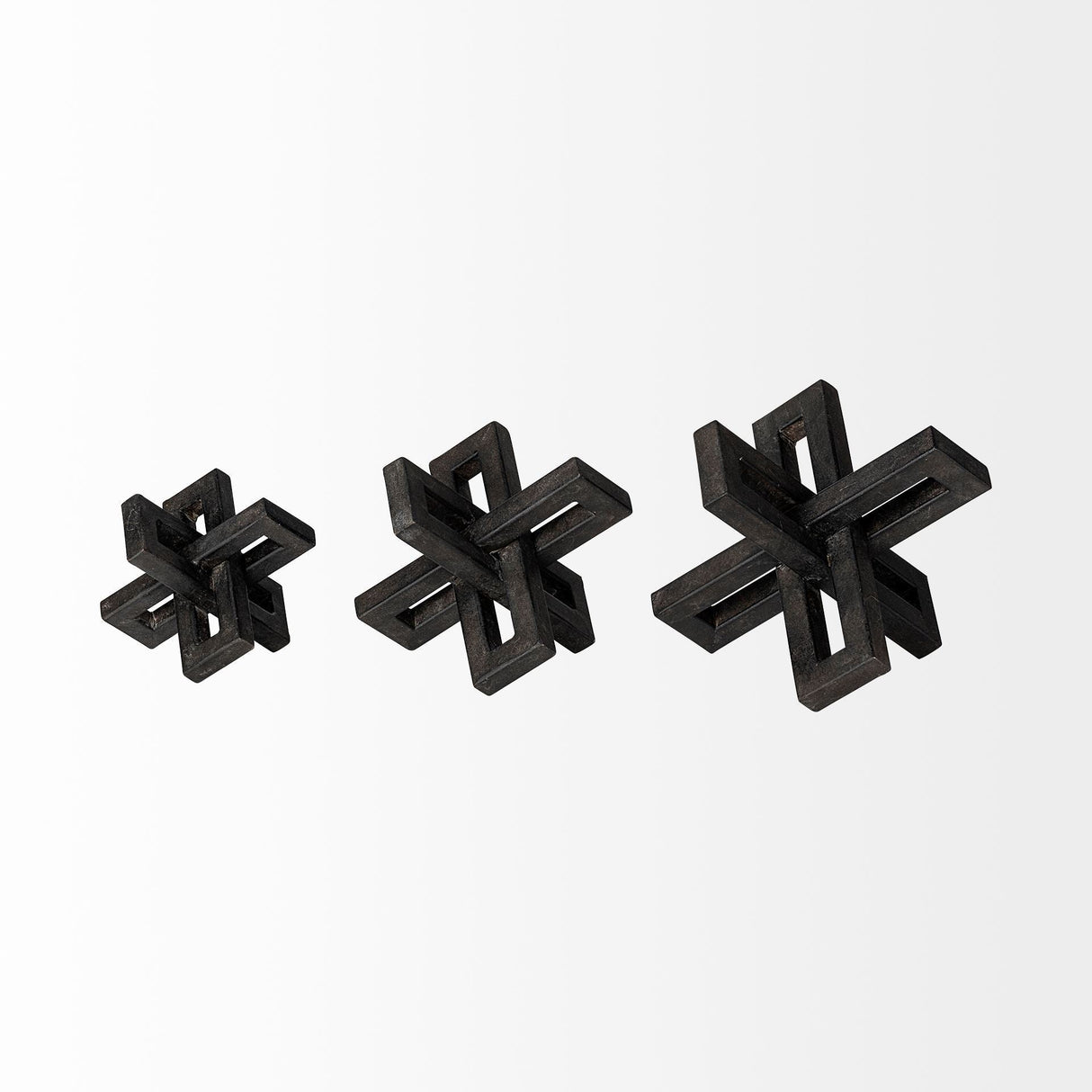 Aleph (Set of 3) Black Metal Small Medium & Large Jacks by Mercana at Eve Furniture