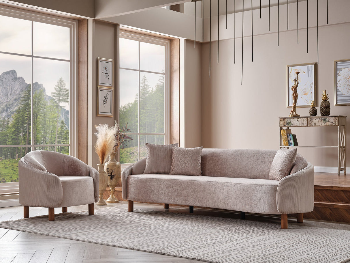 Alessa Cream Stationary Sofa by Furnia at Eve Furniture