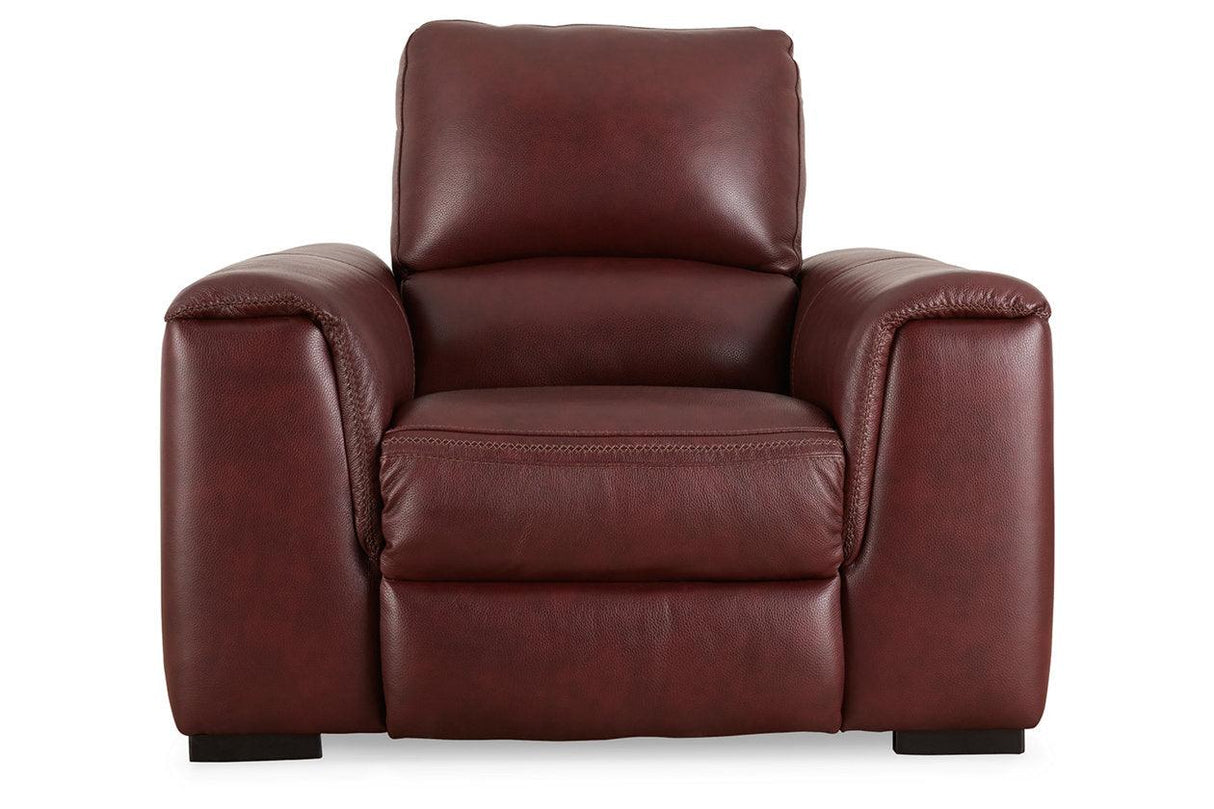 Alessandro Garnet Oversized Dual Power Leather Recliner by Ashley at Eve Furniture