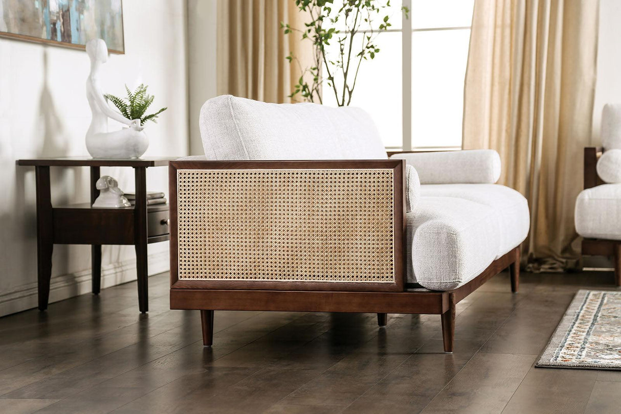 Alesund Beige/Walnut Sofa by Furniture of America at Eve Furniture