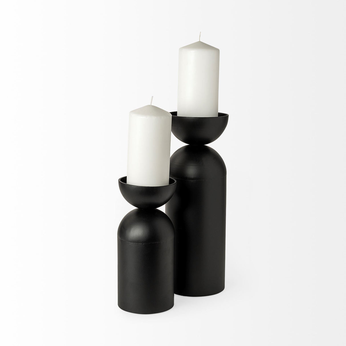 Alex Small Black Metal Cylindrical Table Candle Holder by Mercana at Eve Furniture