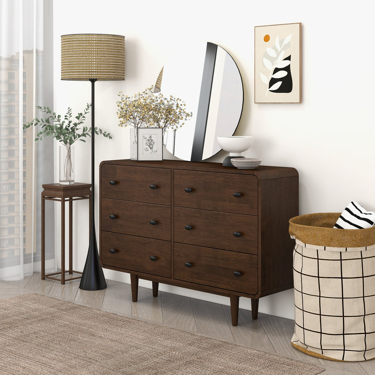 Alexa Mid Century Modern Dresser 6 Drawers by Ashcroft Imports at Eve Furniture