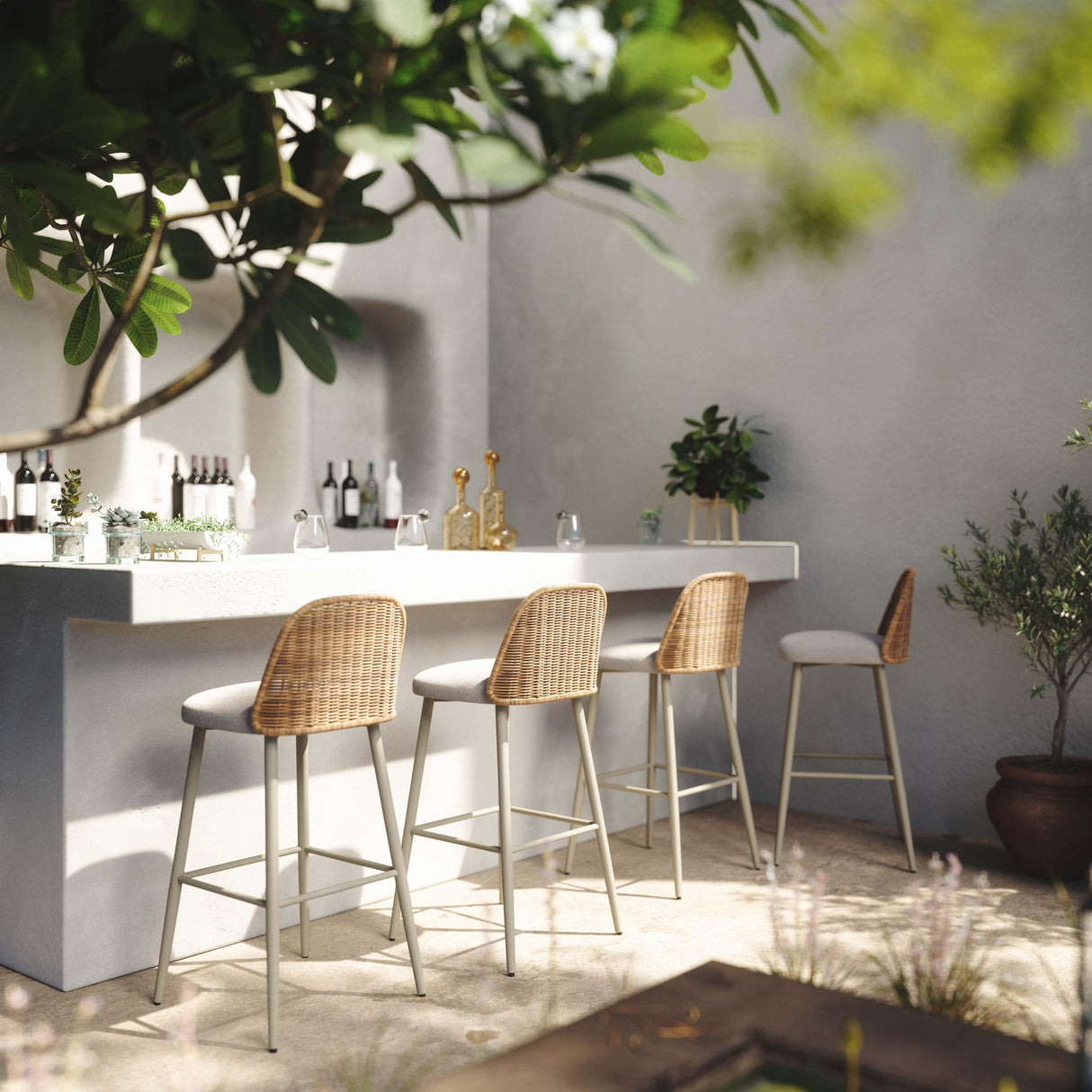 Alexa Performance Fabric Outdoor Stool by TOV Furniture at Eve Furniture
