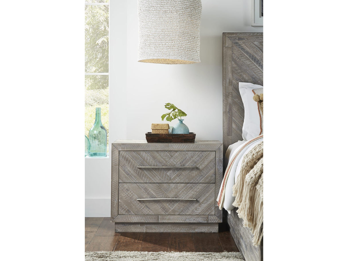 Alexandra Rustic Latte Solid Wood Two Drawer Nightstand by Modus Furniture at Eve Furniture