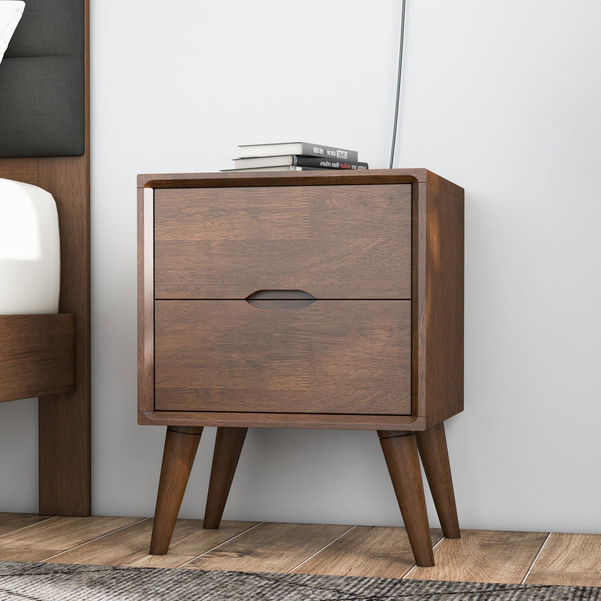 Alexandra Walnut Nightstand - 2 Drawers by Ashcroft Furniture at Eve Furniture