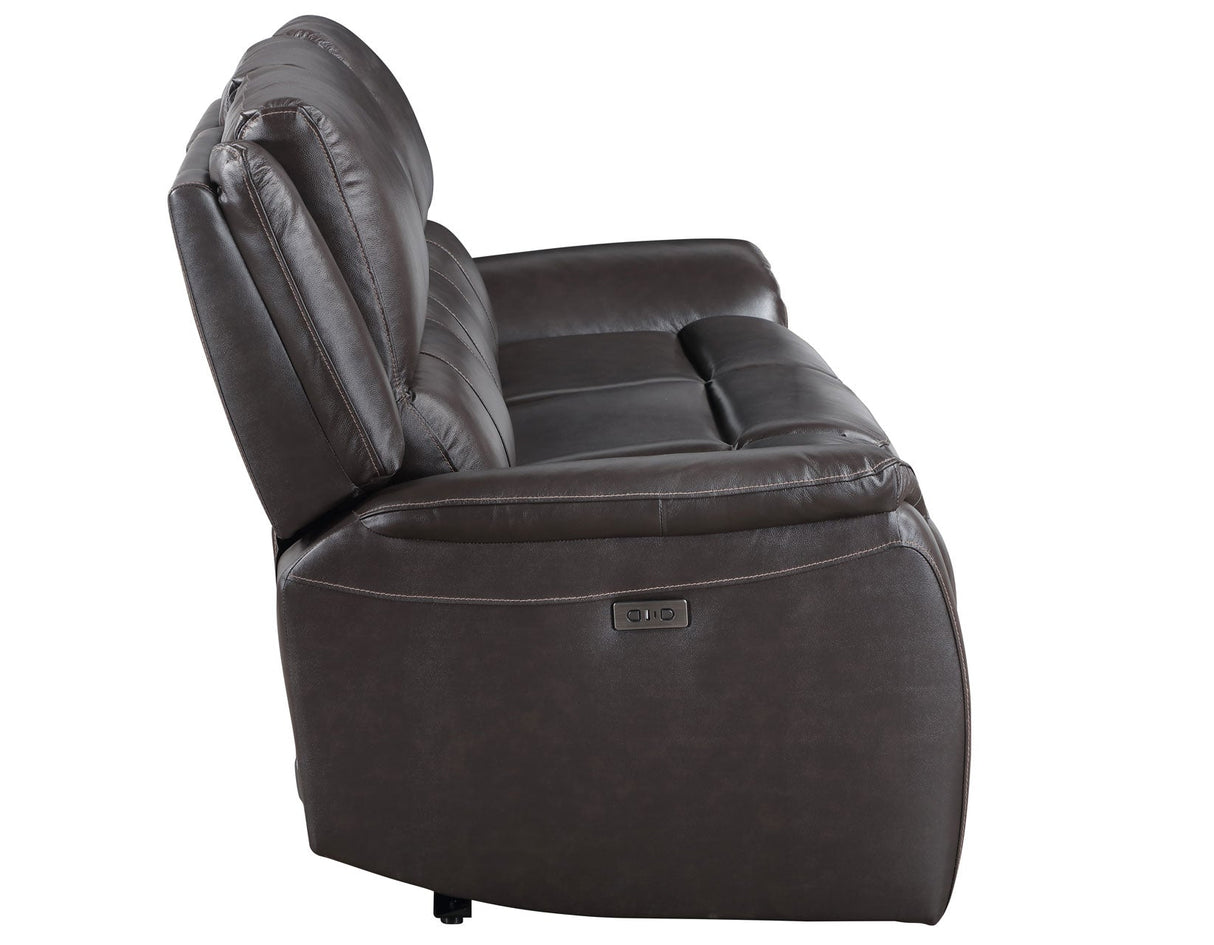 Alexandria Chocolate 3-Piece Top-Grain Leather Power Reclining Set by Steve Silver at Eve Furniture