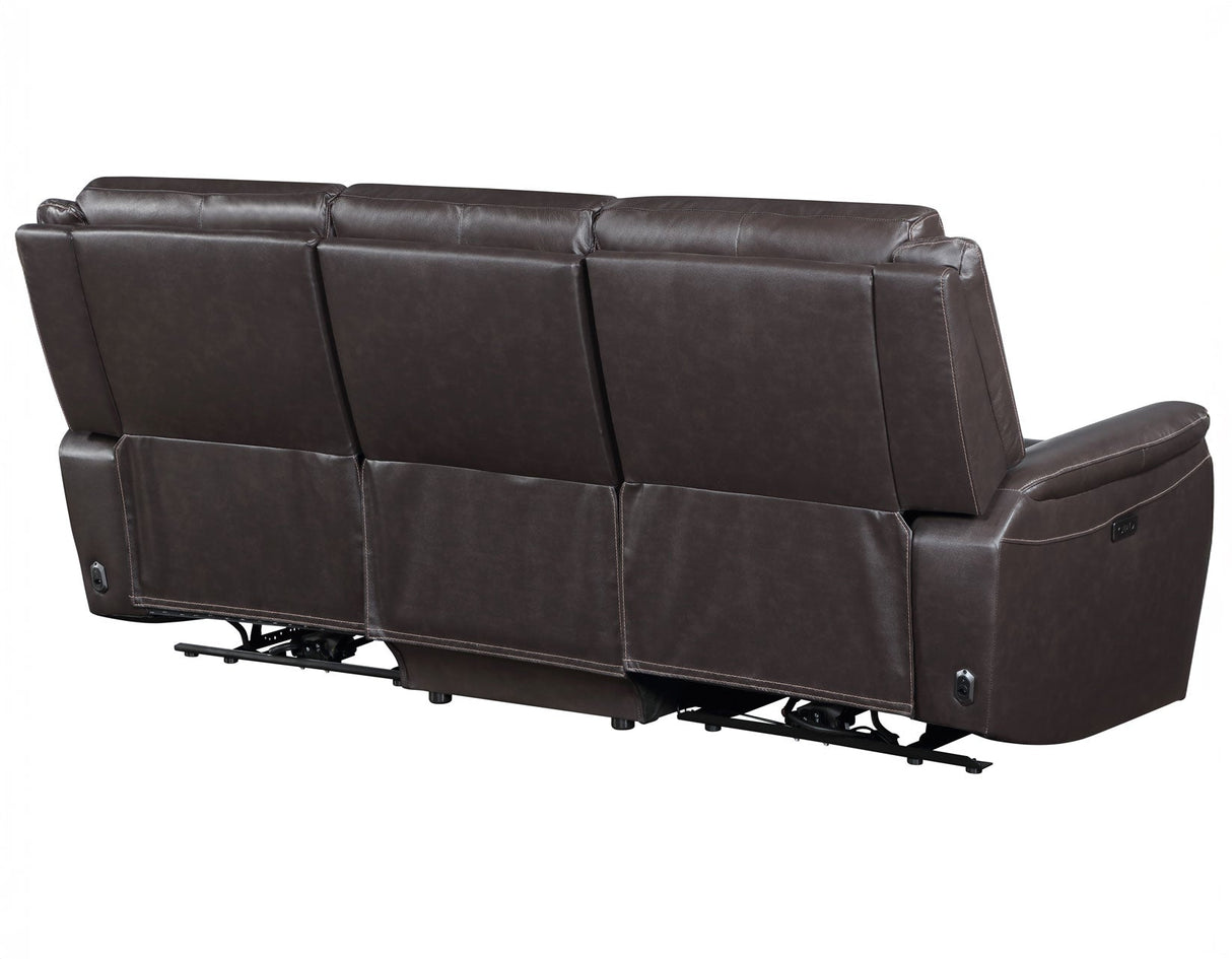 Alexandria Chocolate 3-Piece Top-Grain Leather Power Reclining Set by Steve Silver at Eve Furniture