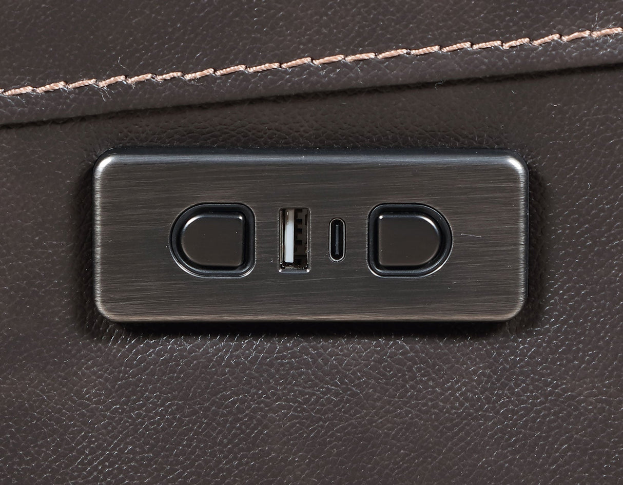 Alexandria Chocolate Power Leather Reclining Sofa by Steve Silver at Eve Furniture