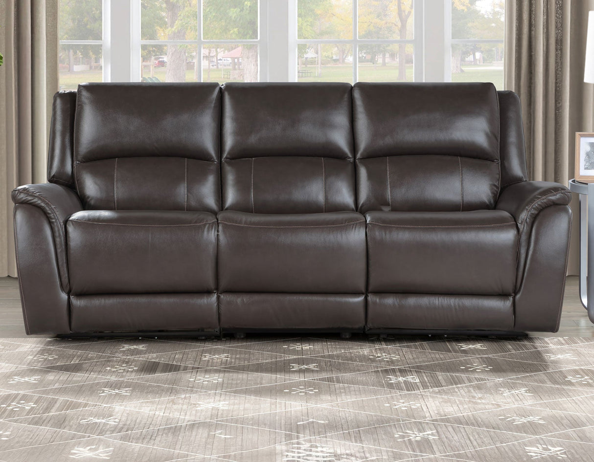 Alexandria Chocolate Power Leather Reclining Sofa by Steve Silver at Eve Furniture