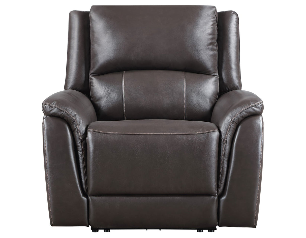 Alexandria Chocolate Top-Grain Leather Power Recliner by Steve Silver at Eve Furniture