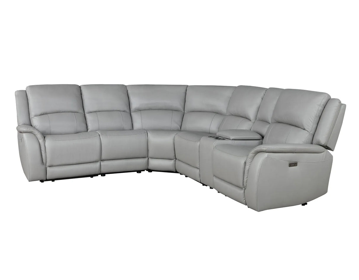 Alexandria Stone Top-Grain Leather 6-Piece Power Reclining Set by Steve Silver at Eve Furniture