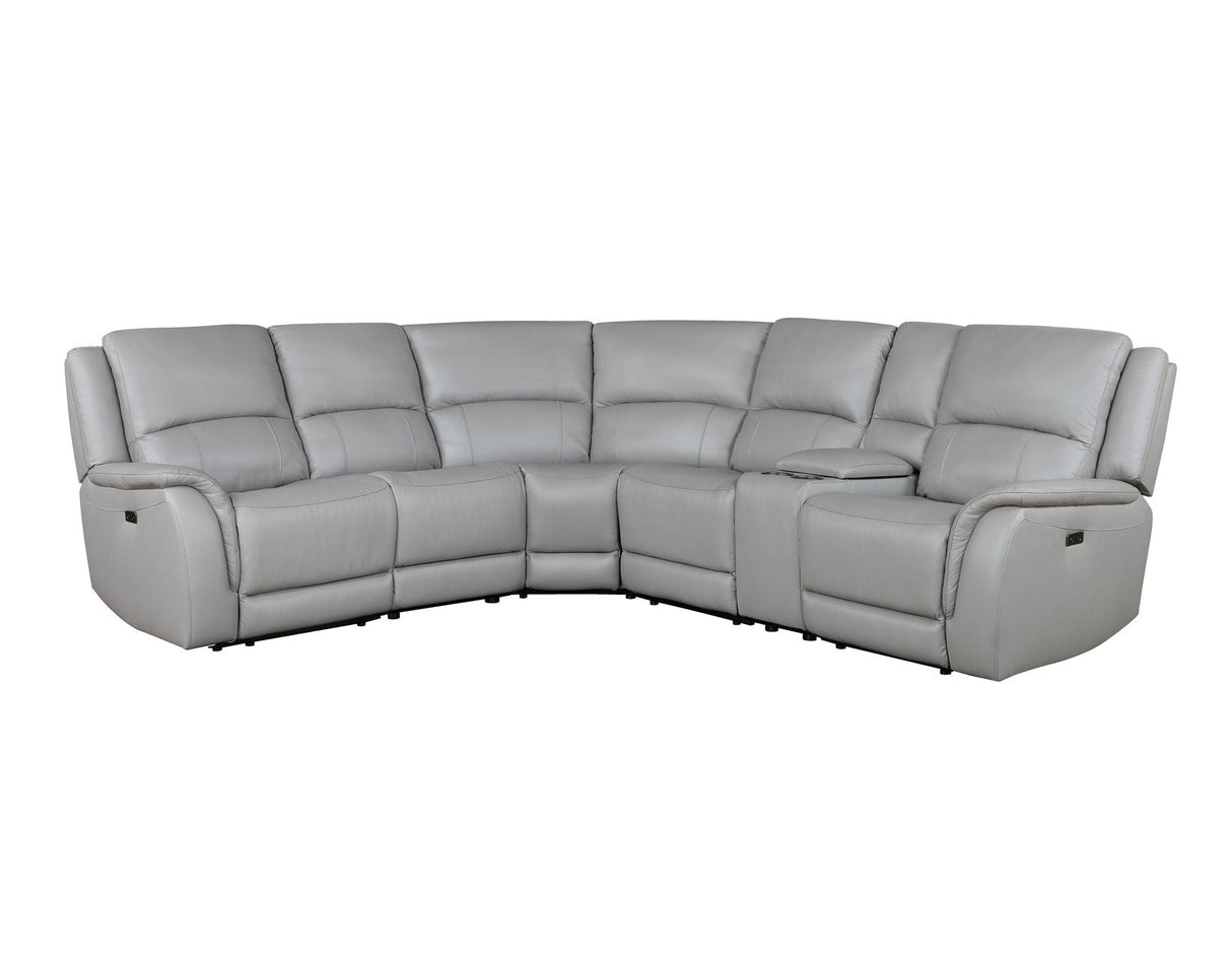 Alexandria Stone Top-Grain Leather 6-Piece Power Reclining Set by Steve Silver at Eve Furniture