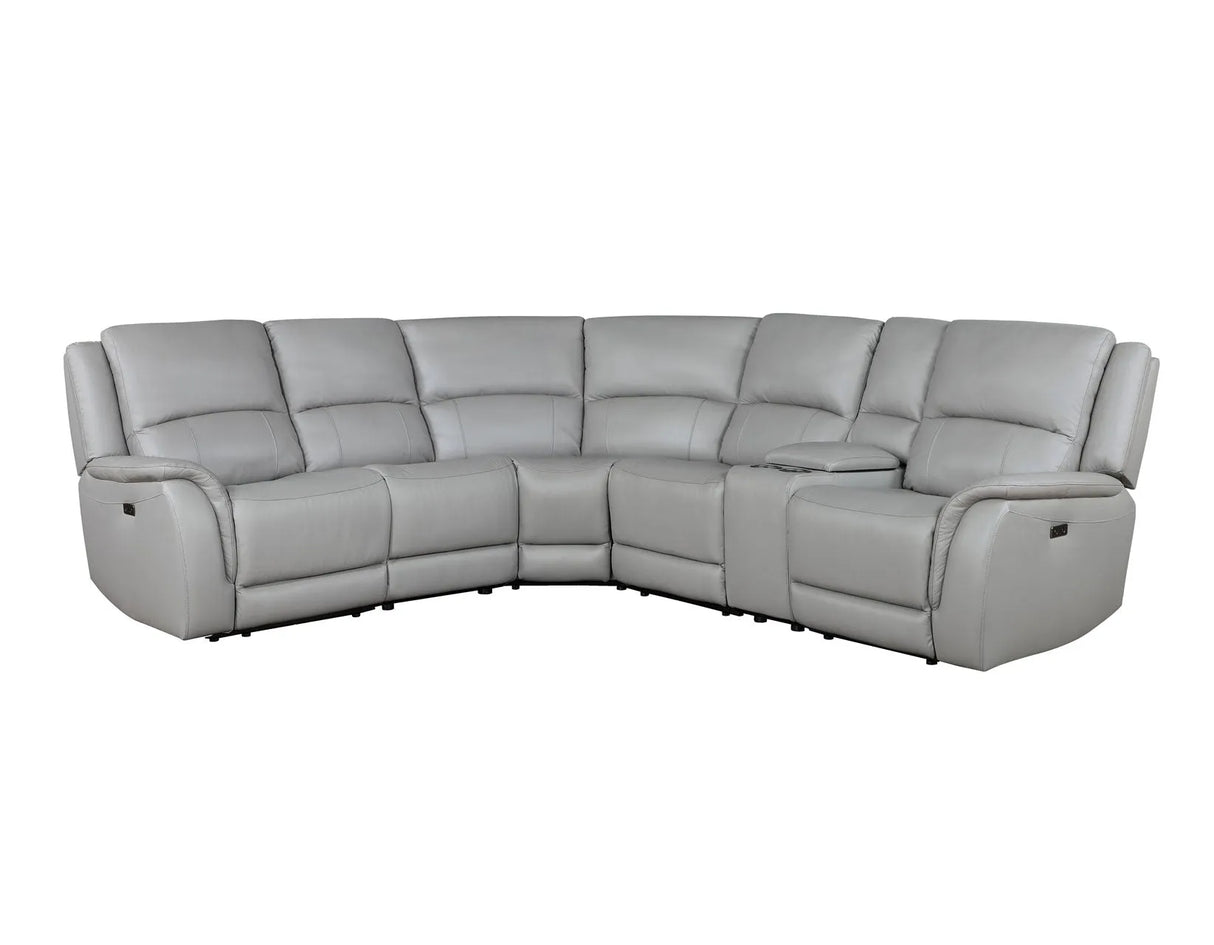 Alexandria Stone Top-Grain Leather 6-Piece Power Reclining Set by Steve Silver at Eve Furniture