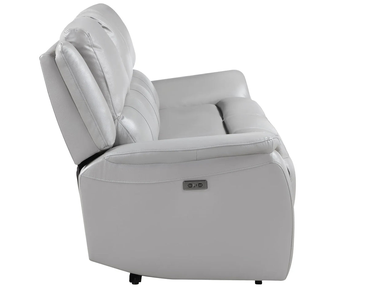 Alexandria Stone Top-Grain Leather Power Reclining Sofa by Steve Silver at Eve Furniture