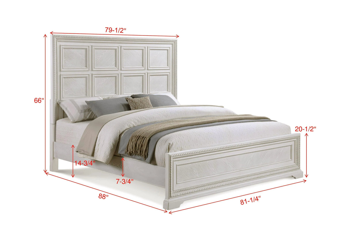 Alexandria Whitewash King Panel Bed by Crown Mark at Eve Furniture