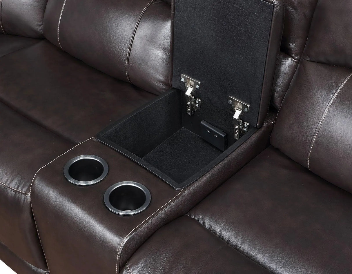 Alexandria Chocolate Top-Grain Leather 6-Piece Power Reclining Set by Steve Silver at Eve Furniture