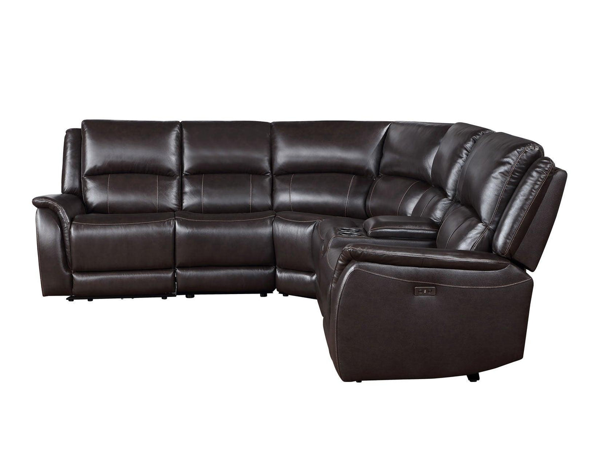 Alexandria Chocolate Top-Grain Leather 6-Piece Power Reclining Set by Steve Silver at Eve Furniture