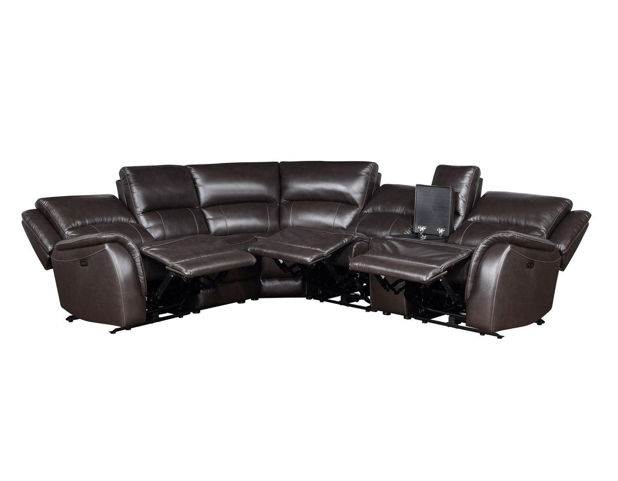 Alexandria Chocolate Top-Grain Leather 6-Piece Power Reclining Set by Steve Silver at Eve Furniture
