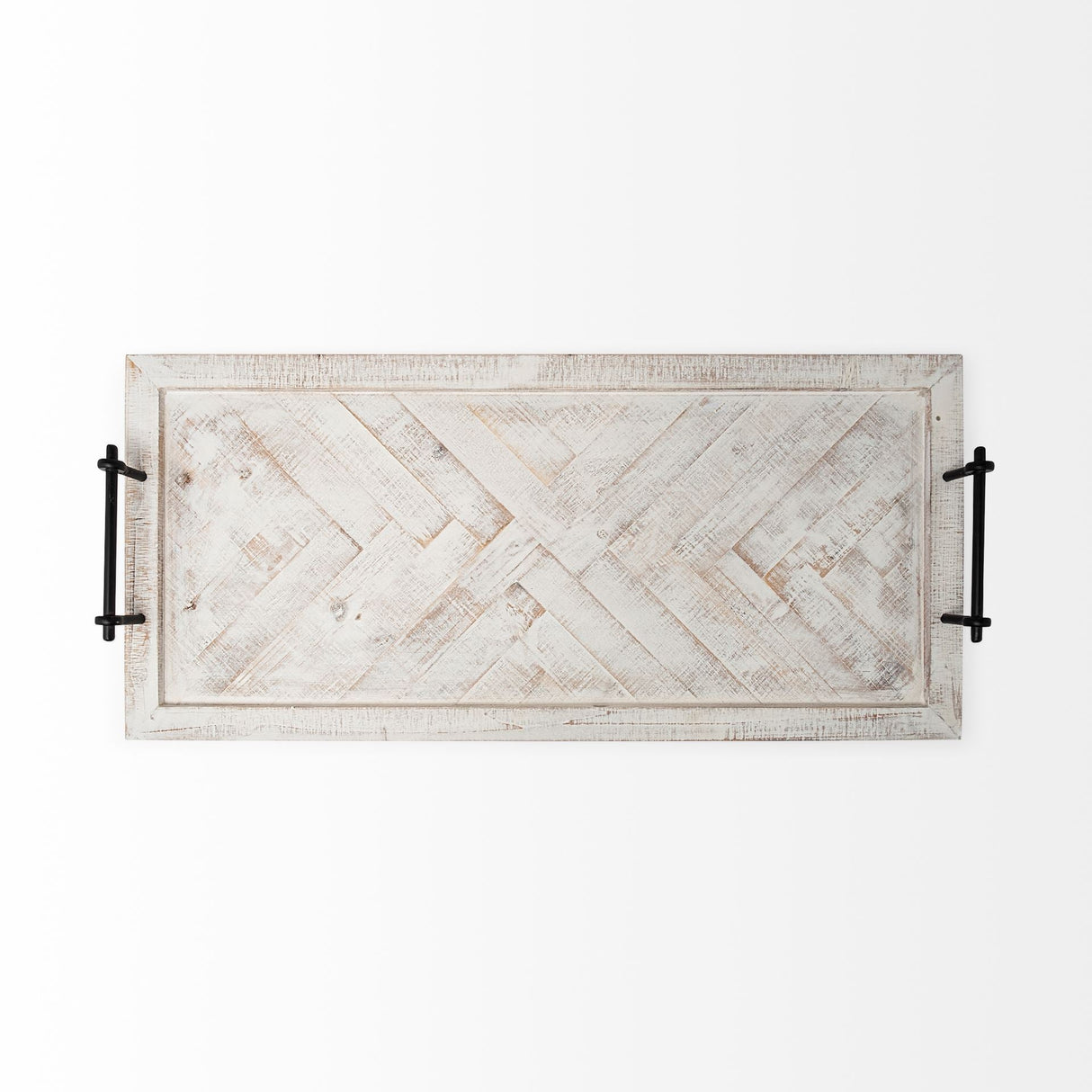 Alfred 35L x 16W Natural Wooden Herringbone Rectangular Tray by Mercana at Eve Furniture