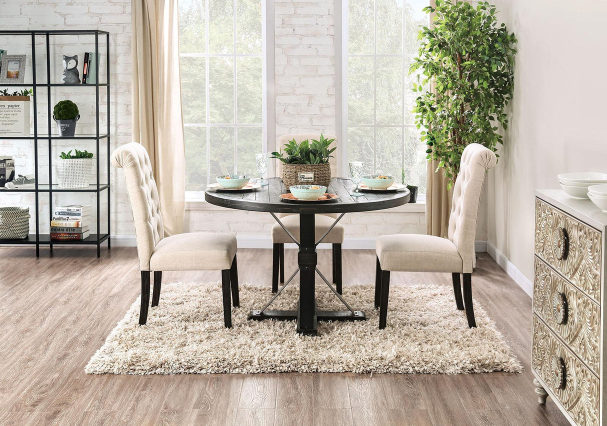 Alfred Antique Black/Ivory Round Table Only by Furniture of America at Eve Furniture
