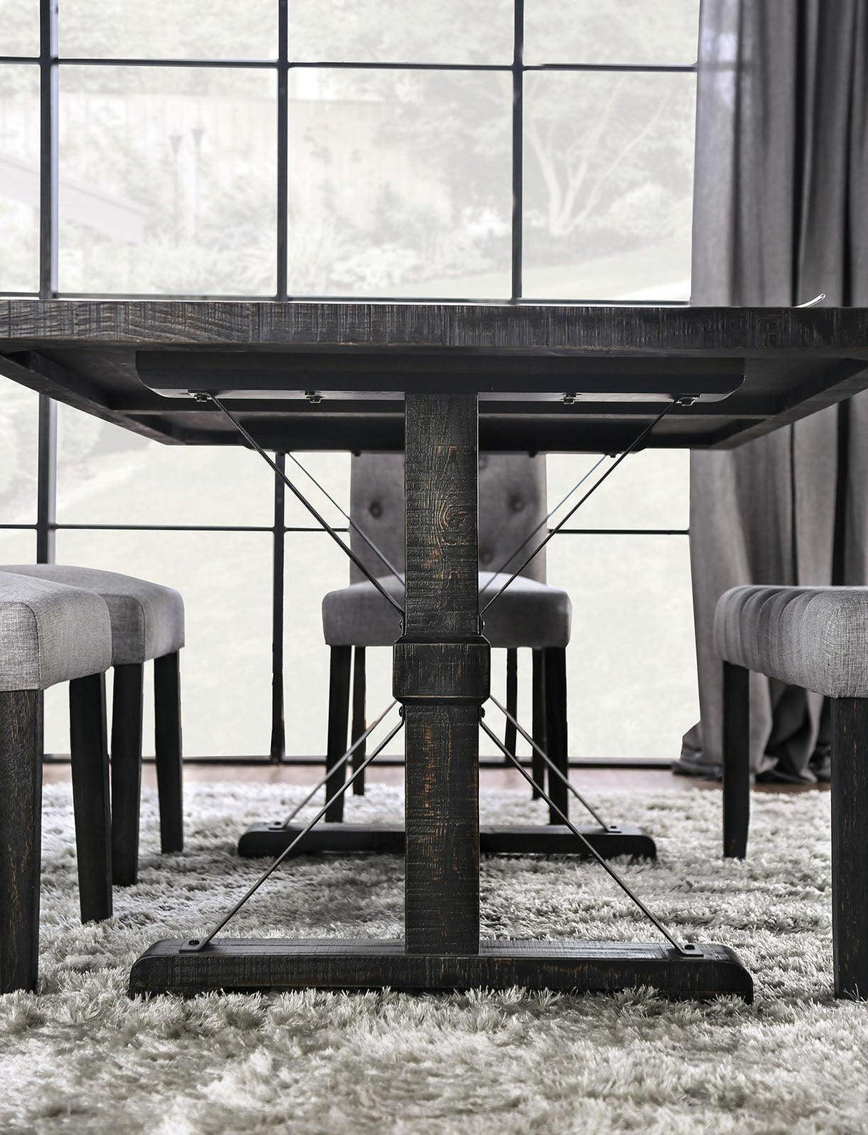 Alfred Antique Black Dining Table by Furniture of America at Eve Furniture