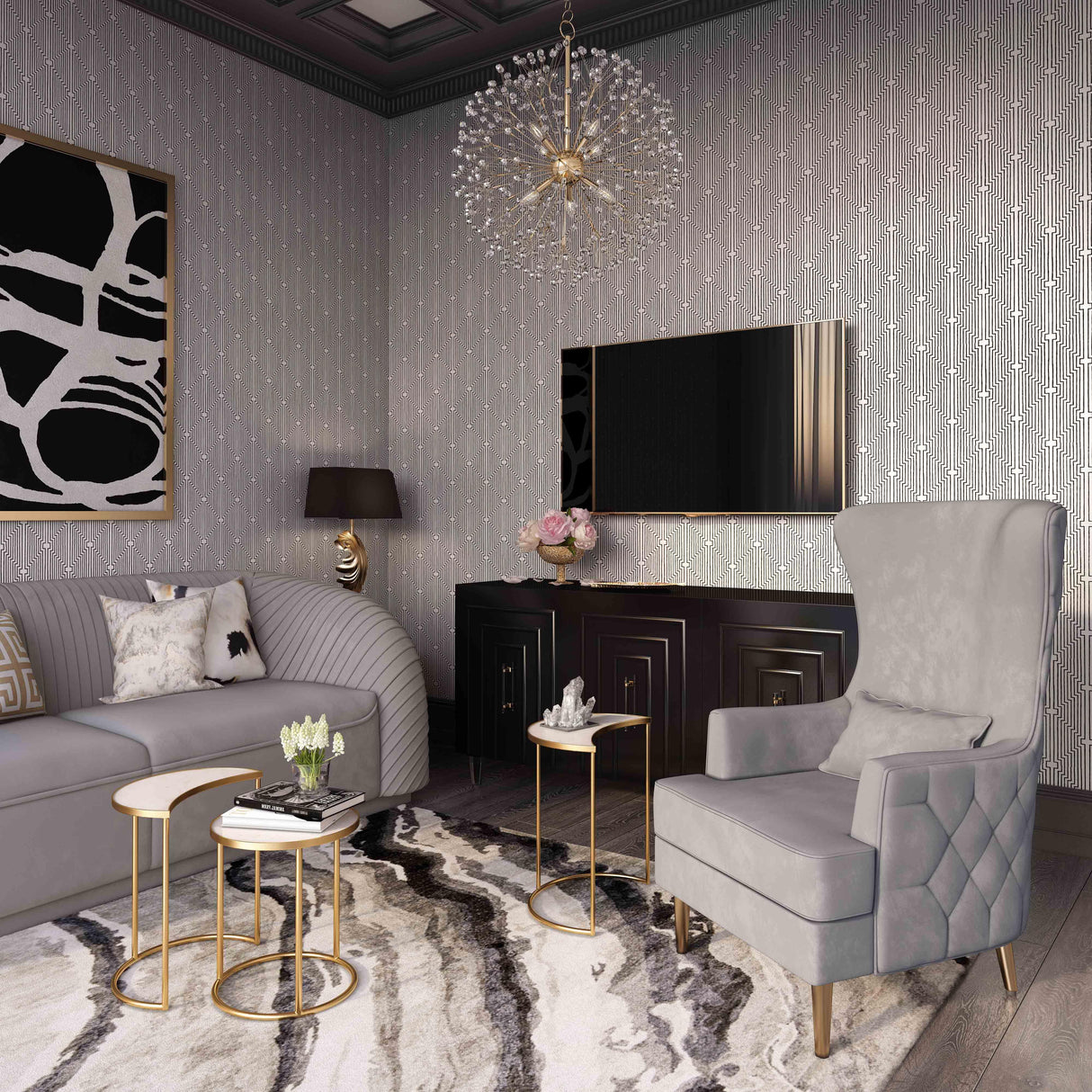 Alina Performance Velvet Tall Tufted Back Chair