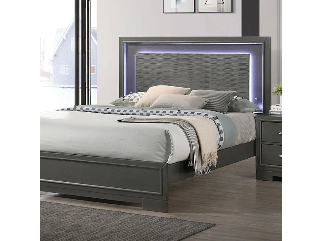 Alison Metallic Gray 5-Piece Queen Bedroom Set by Furniture of America at Eve Furniture