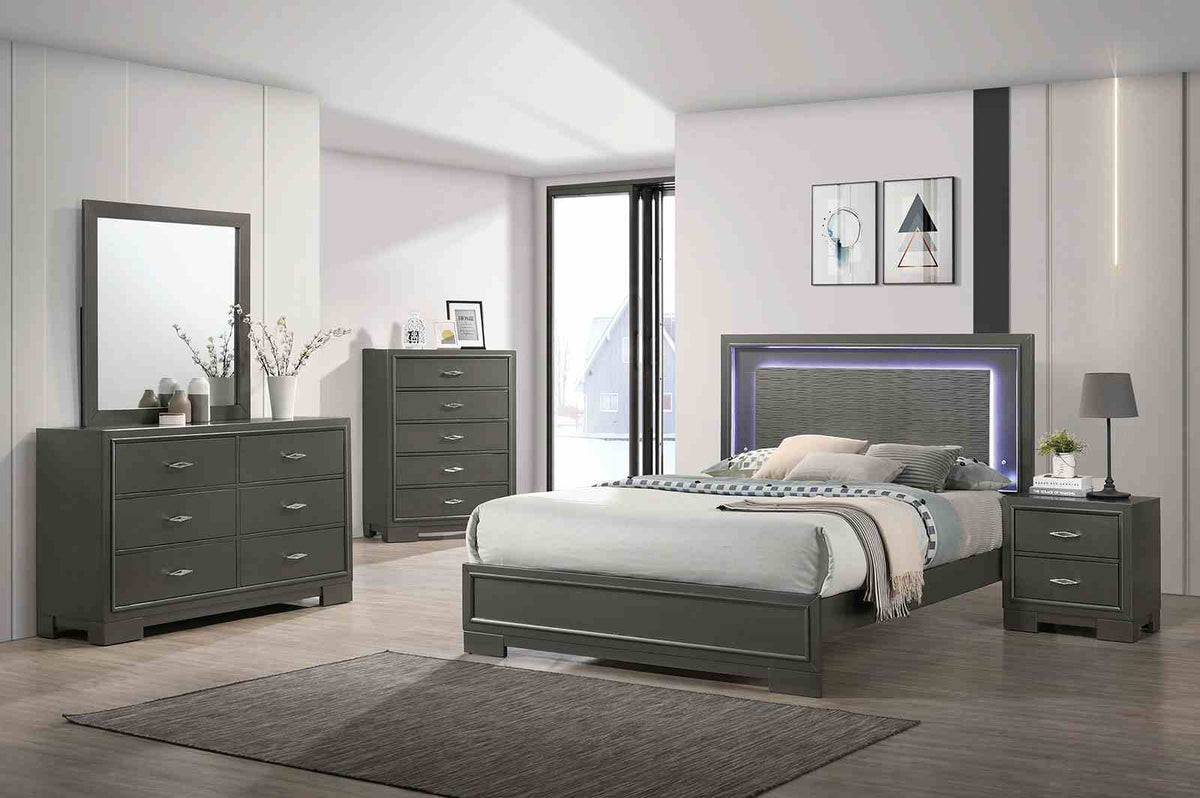 Alison Metallic Gray California King Bed