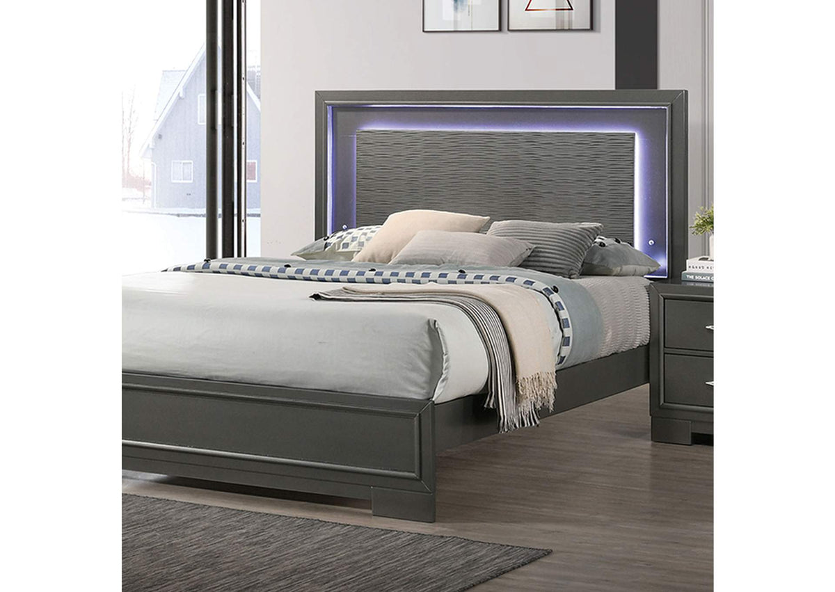 Alison Metallic Gray California King Bed