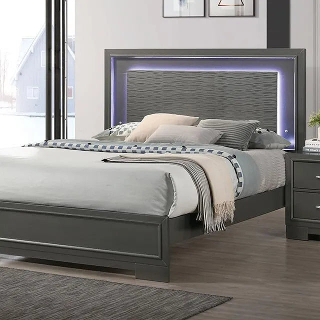 Alison Metallic Gray King Bed by Furniture of America at Eve Furniture