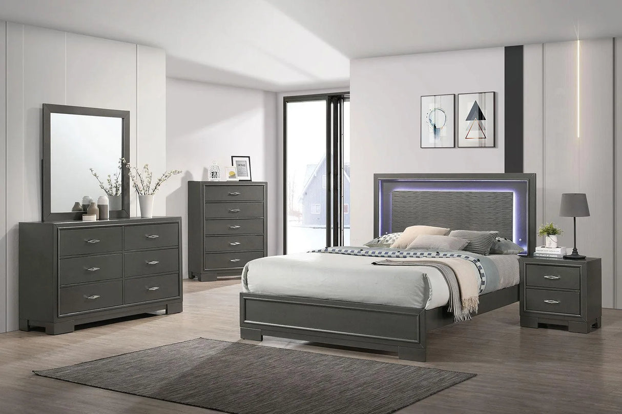 Alison Metallic Gray King Bed by Furniture of America at Eve Furniture