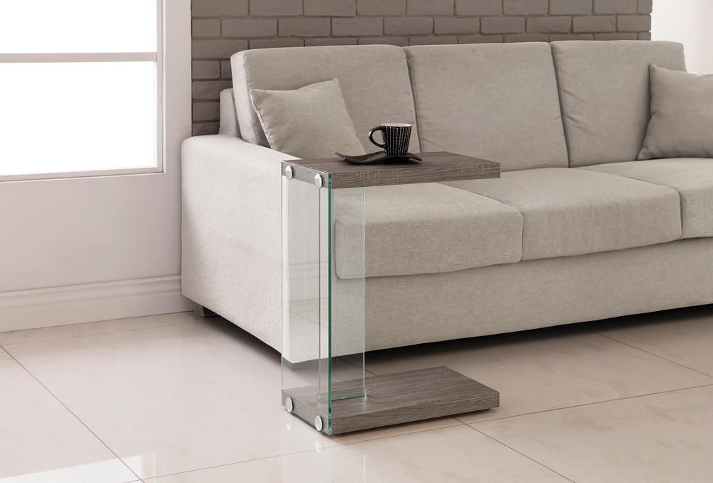 Alison Weathered Gray/Clear Accent Table by Coaster at Eve Furniture