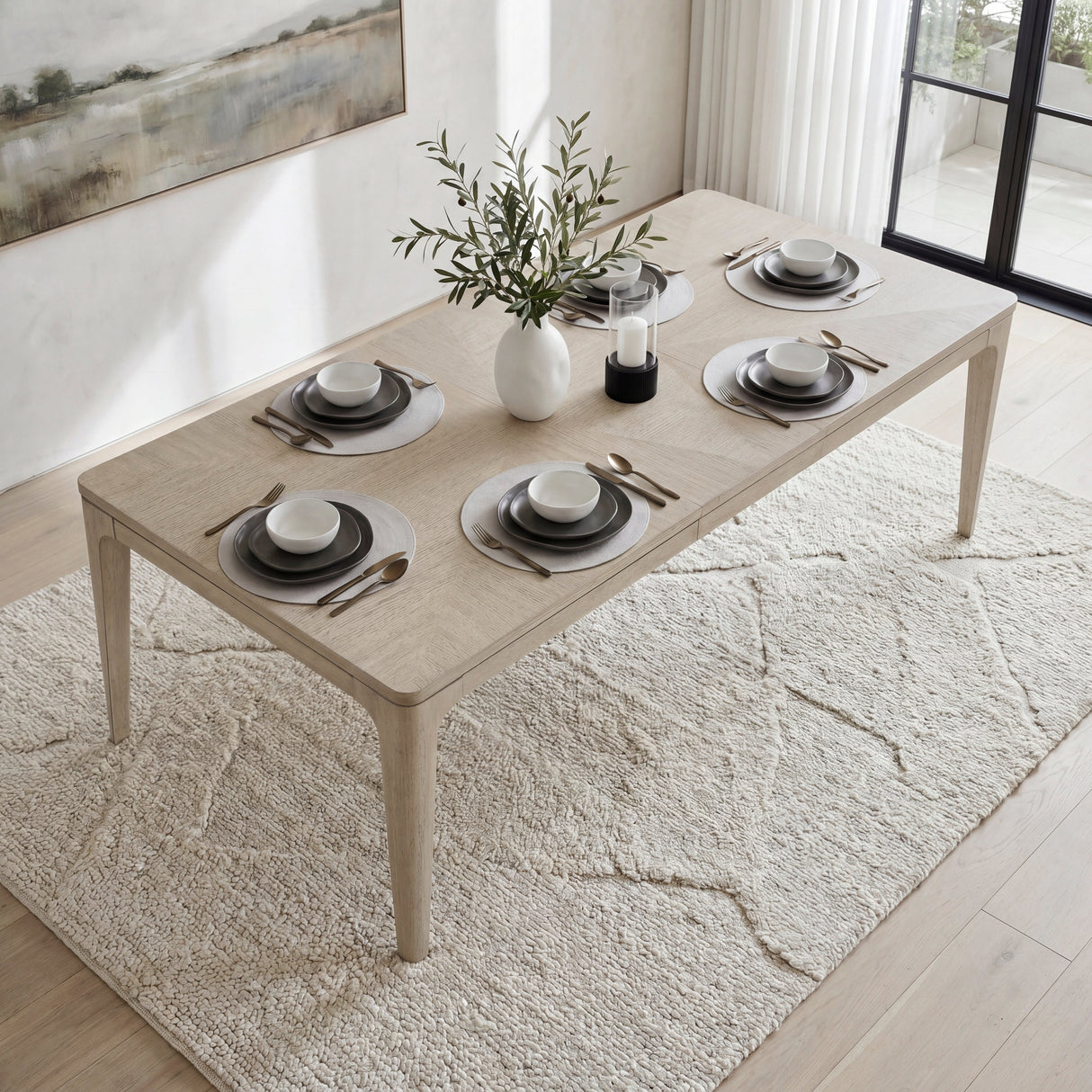 Alita Light Gray Natural 7-Piece Expandable Dining Set by Homelegance at Eve Furniture