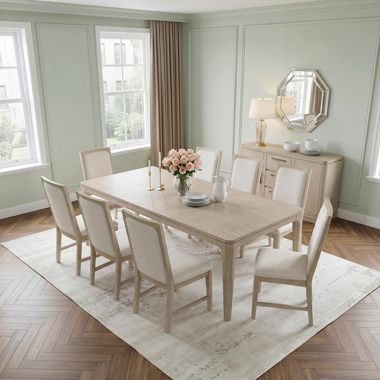 Alita Light Gray Natural Expandable Dining Table by Homelegance at Eve Furniture