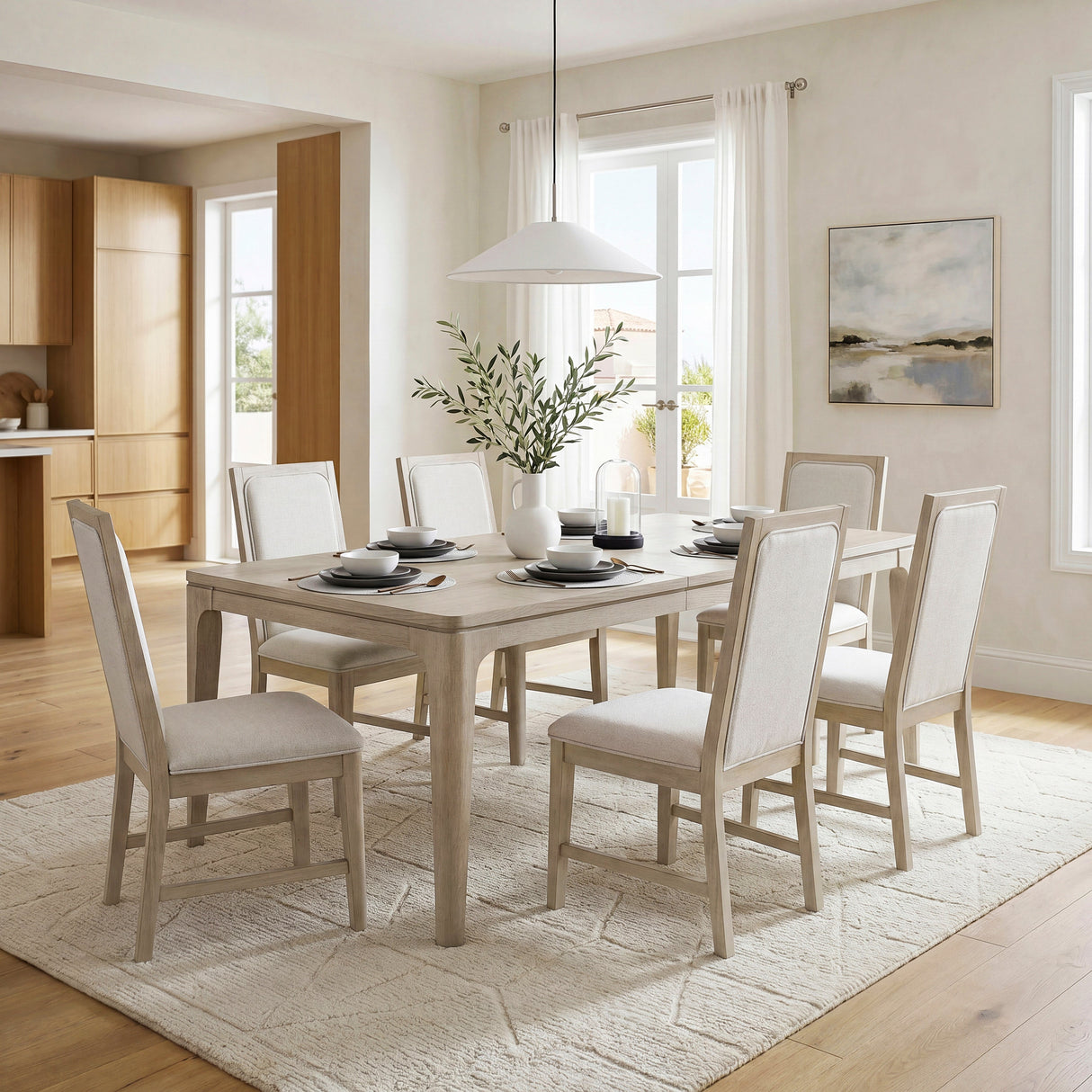 Alita Light Gray Natural Expandable Dining Table by Homelegance at Eve Furniture