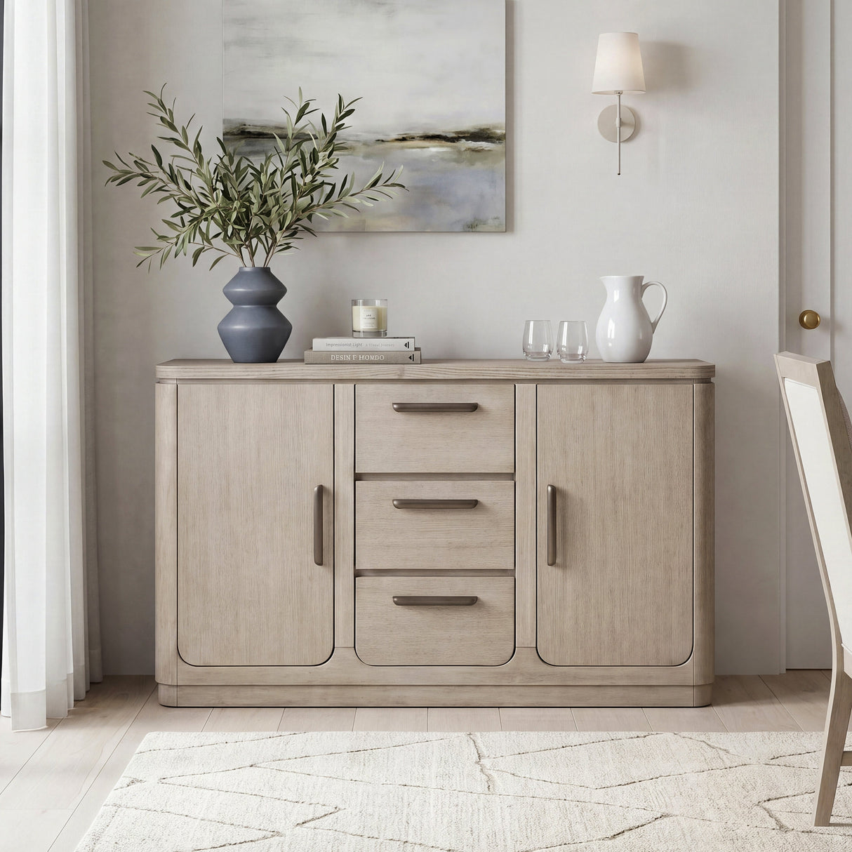 Alita Light Gray Natural Server by Homelegance at Eve Furniture