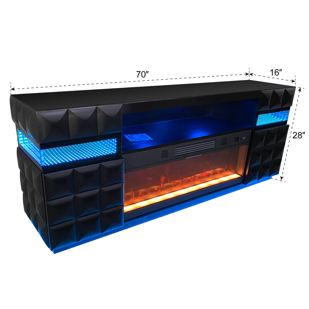 Alix Black TV Stand and Fire Place by New Era Innovations at Eve Furniture