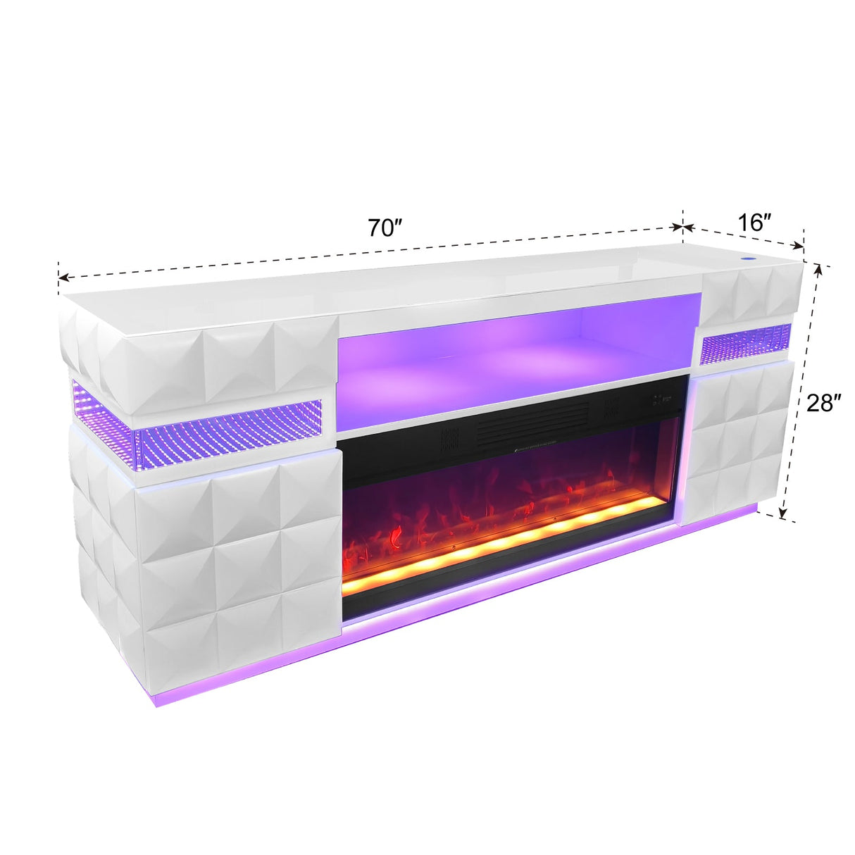 Alix White TV Stand and Fire Place by New Era Innovations at Eve Furniture