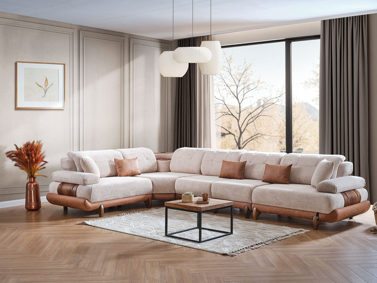 Allegra Cream Modular Sectional by Furnia at Eve Furniture