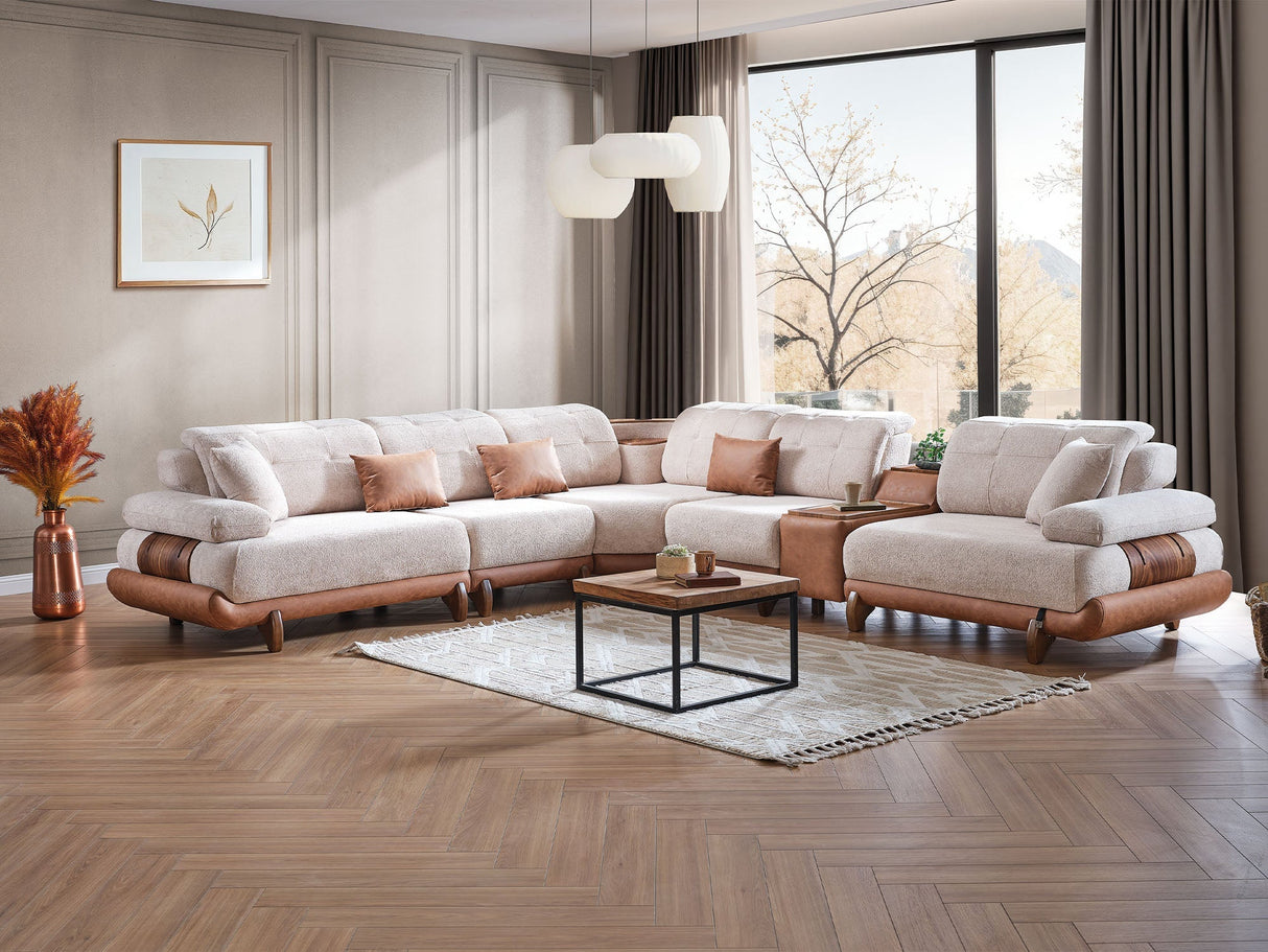 Allegra Cream Modular Sectional by Furnia at Eve Furniture