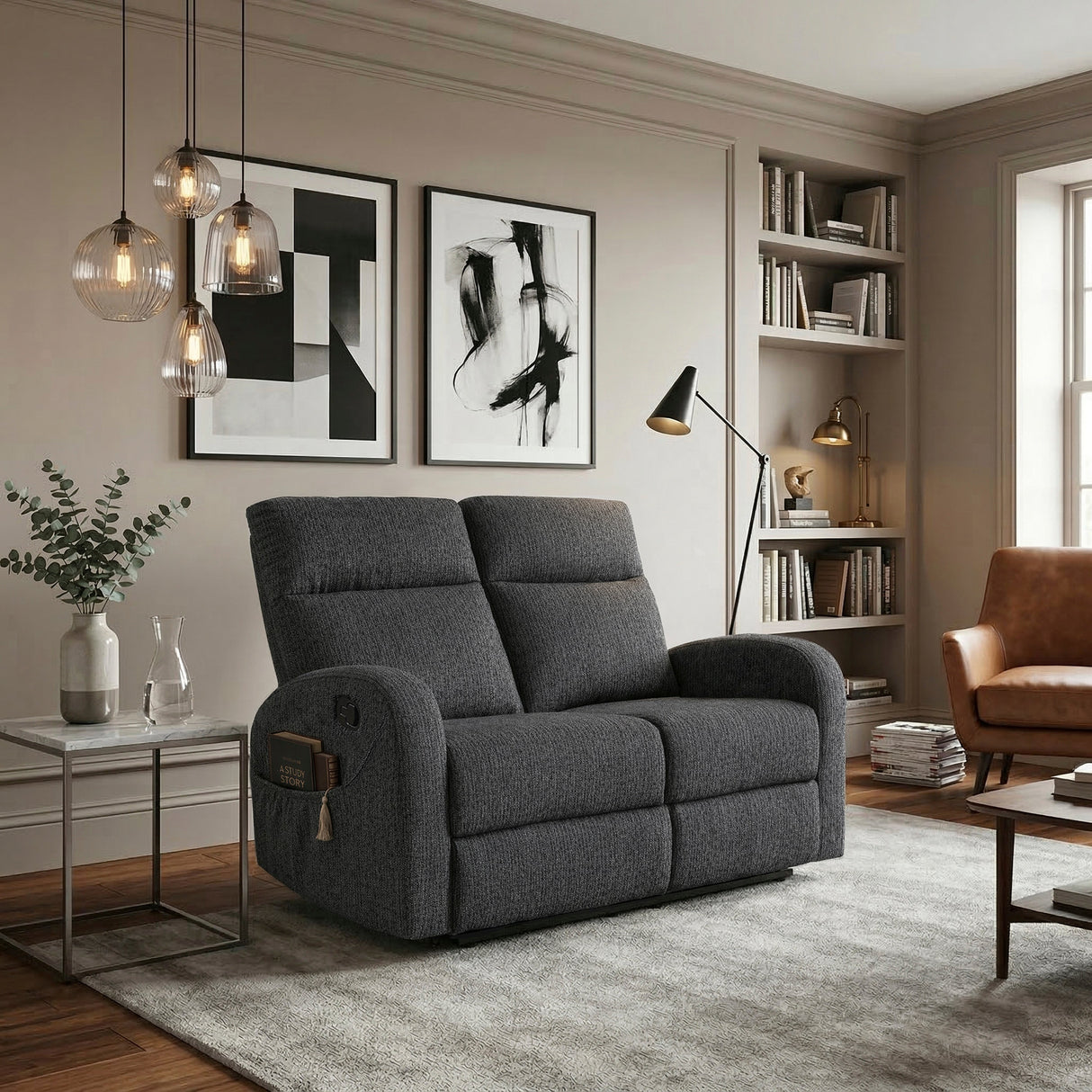 Allen Dark Gray Double Reclining Loveseat