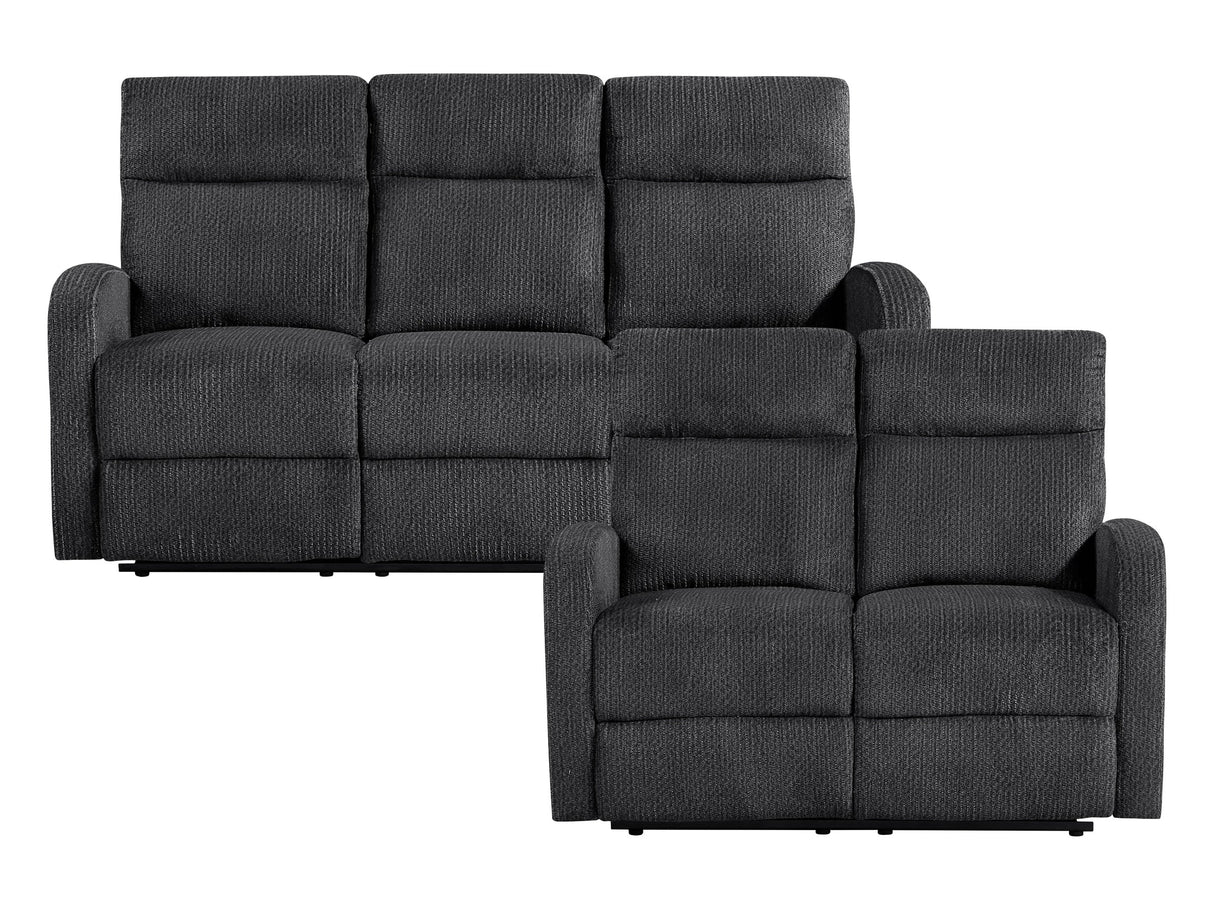Allen Dark Gray Double Reclining Sofa and Loveseat by Homelegance at Eve Furniture
