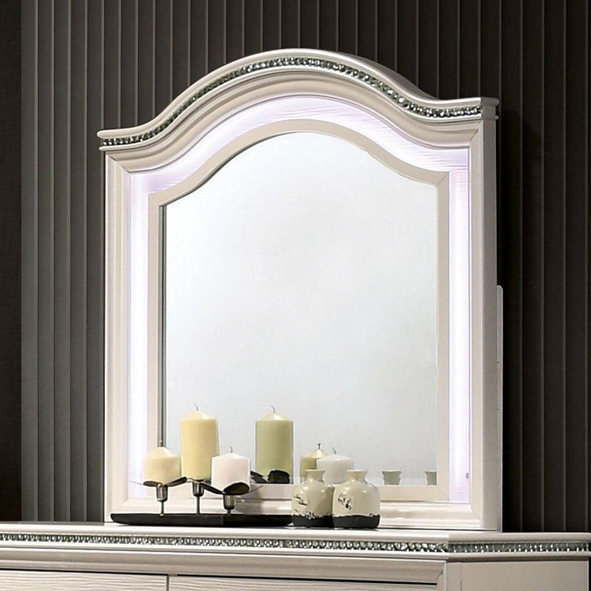 Allie Pearl White Mirror by Furniture of America at Eve Furniture
