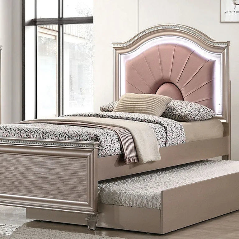 Allie Rose Gold Twin Bed by Furniture of America at Eve Furniture
